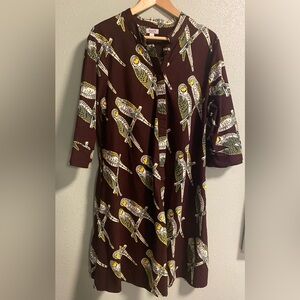 Brown Owl Print Dress